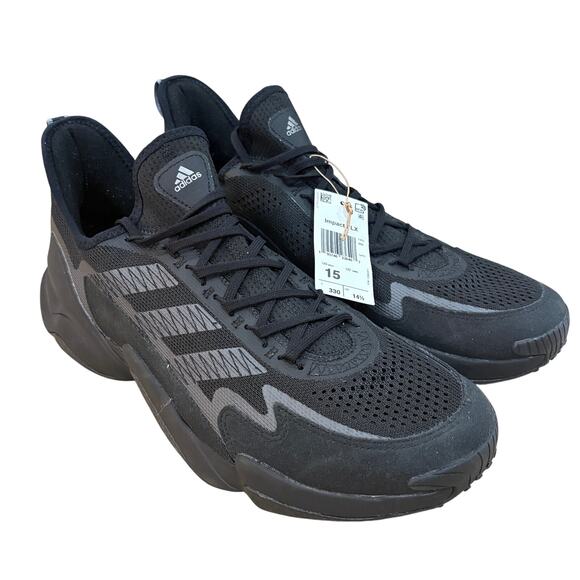 adidas Men’s SM Impact FLX All Black Football Training Performance Shoes 15 NEW
